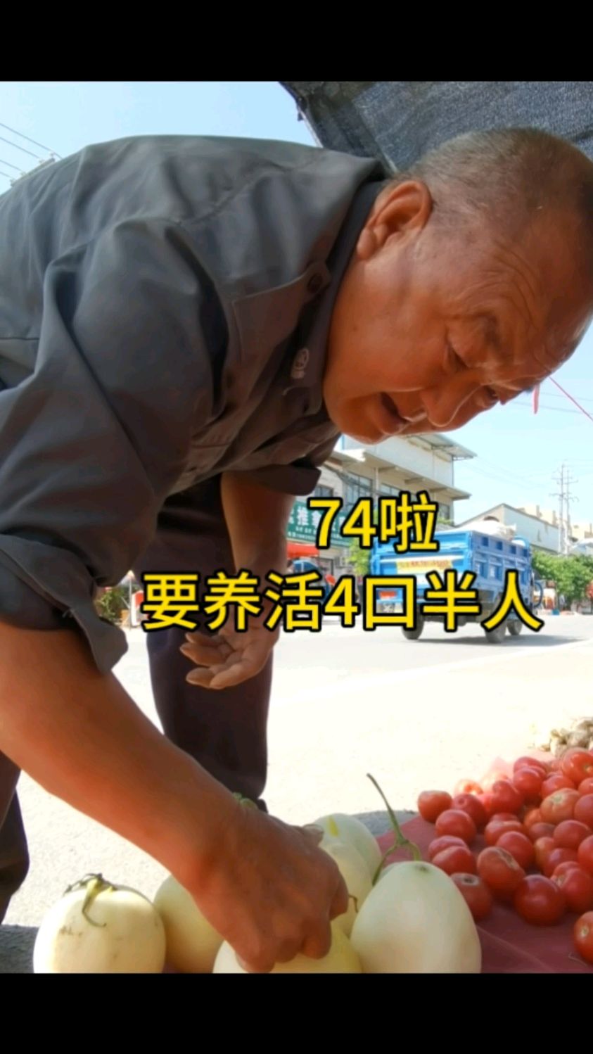 74岁老人卖菜要养活4口半人,看看他,你还抱怨生活吗