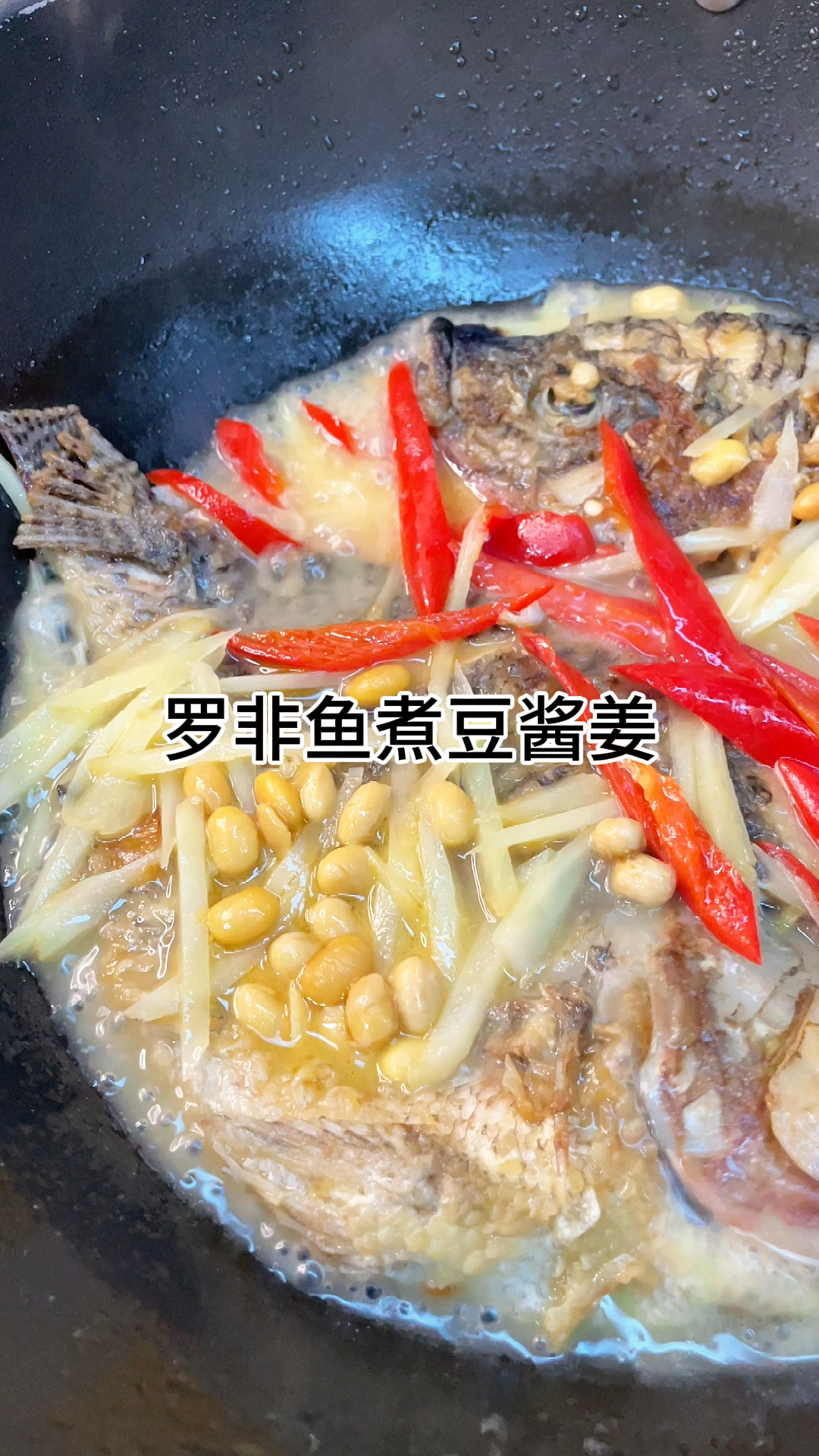 [当你有个爱做饭的老婆]做法简单的罗非鱼煮豆酱姜!肉质鲜美爽口又好吃
