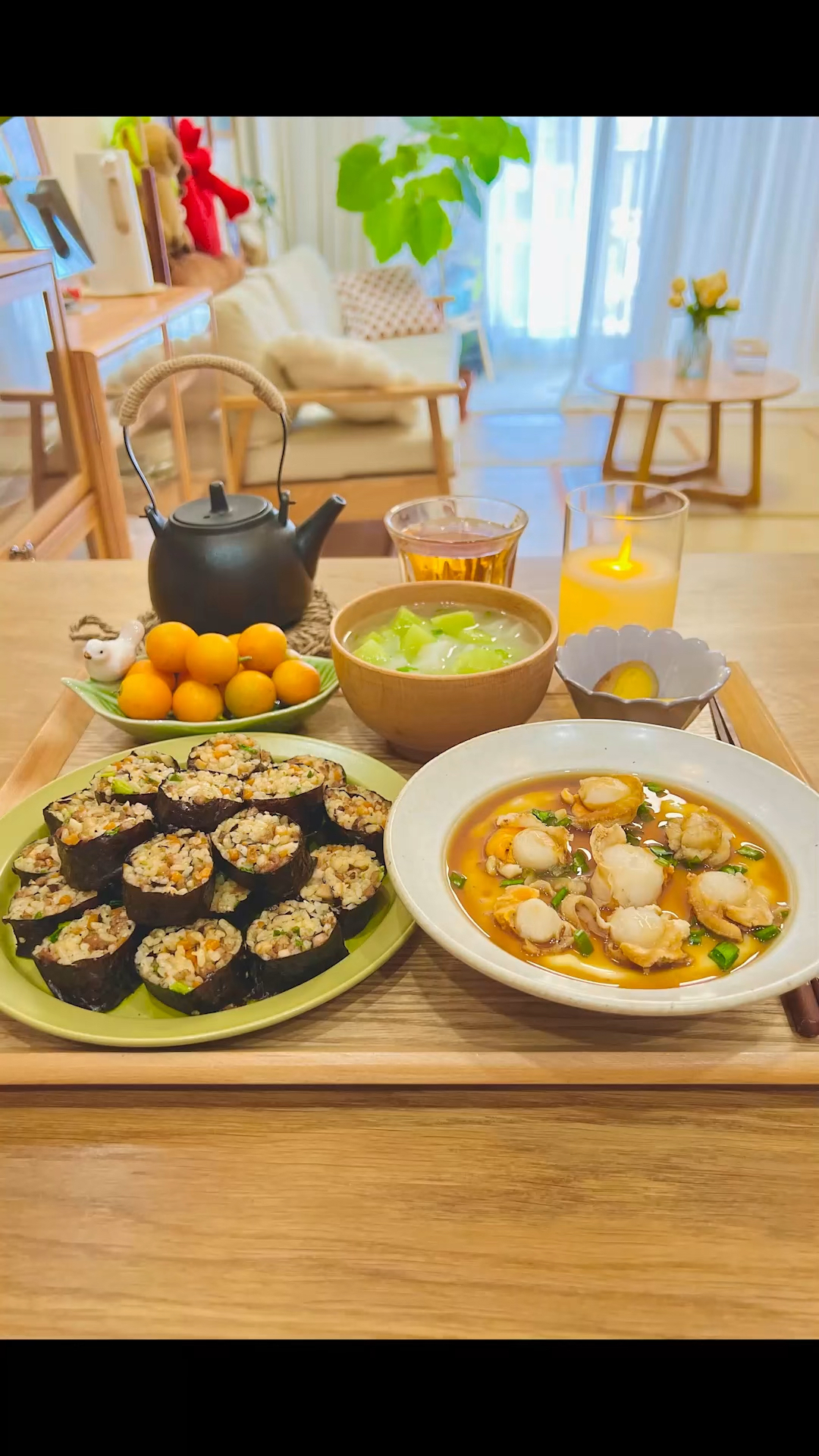 一人食vlog:香菇肉末饭卷|扇贝蒸蛋|萝卜莴笋汤