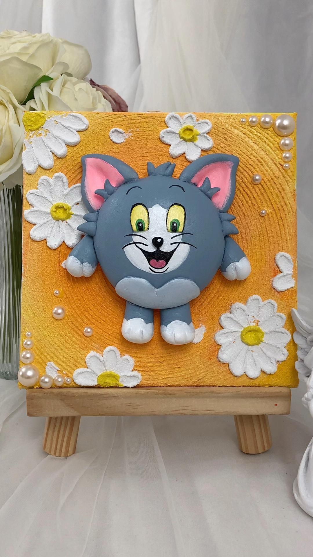 蛋仔汤姆粘土手工立体画,大家都说好丑怎么办?