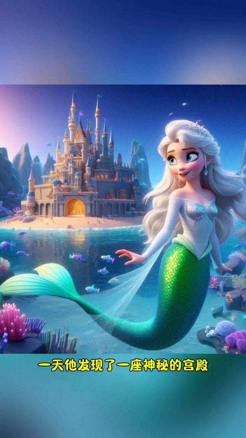 艾莎公主变成了一条美人鱼