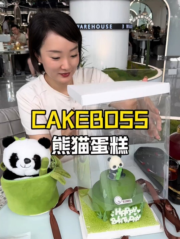 可可爱爱的熊猫蛋糕还送玩偶