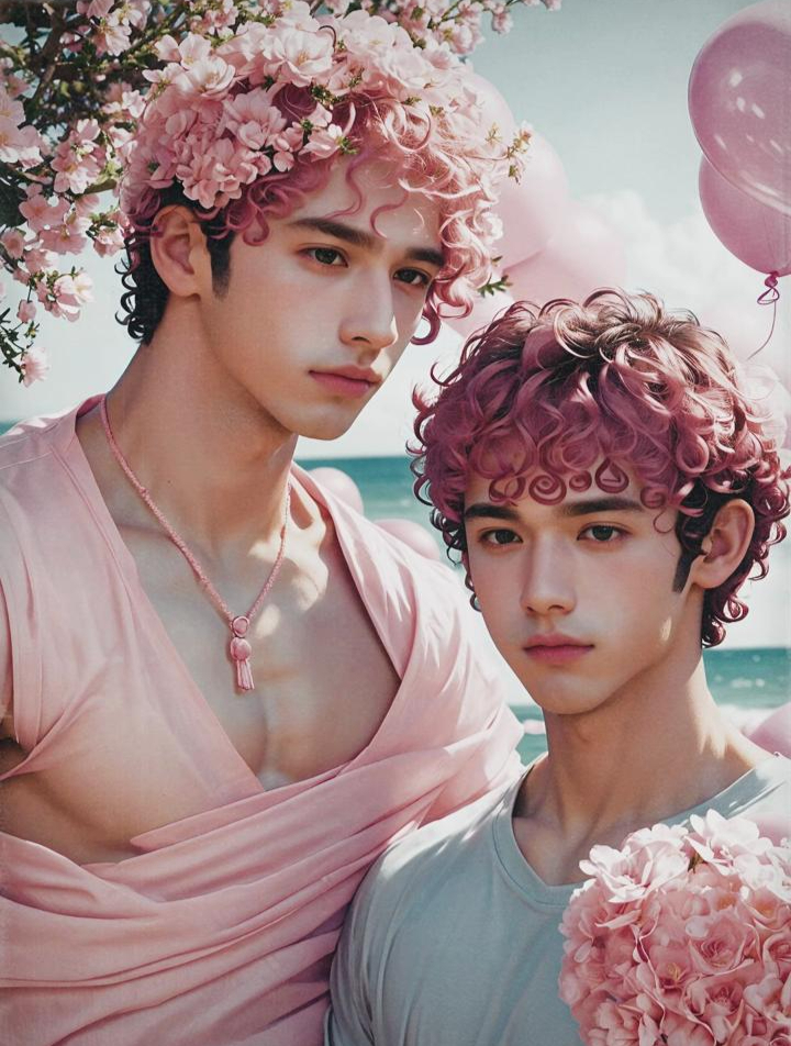 海边的男孩 粉色系肌肉帅哥壁纸