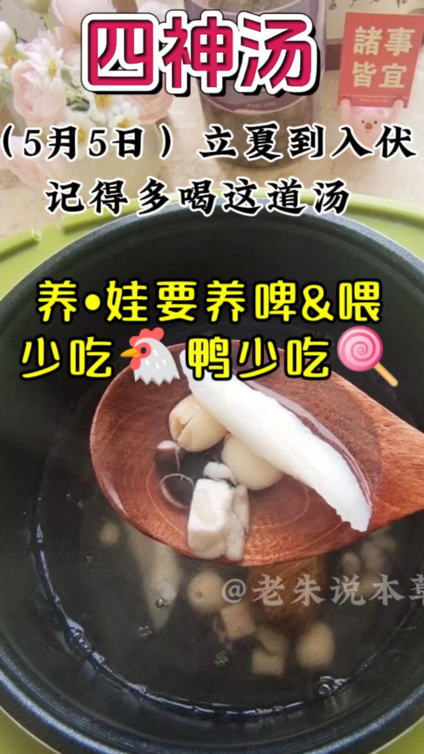 四神汤:淮山茯苓莲子芡实,温和调理脾胃
