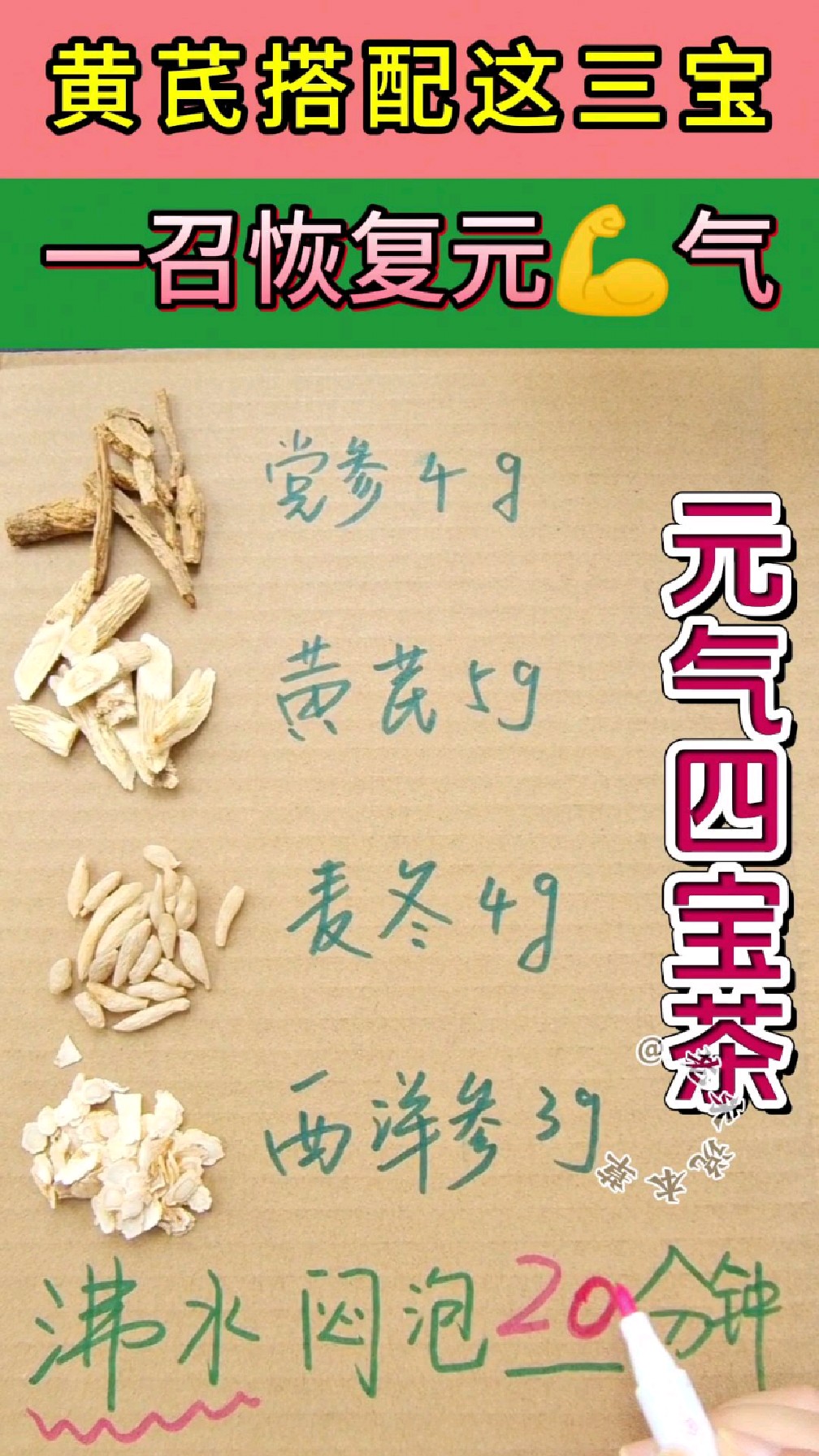 黄芪党参西洋参麦冬,有名的元气四宝茶