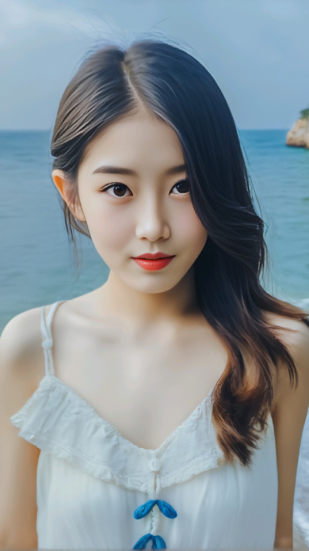 ai艺术创作头像:爱了这一组青春的女生海边自拍头像