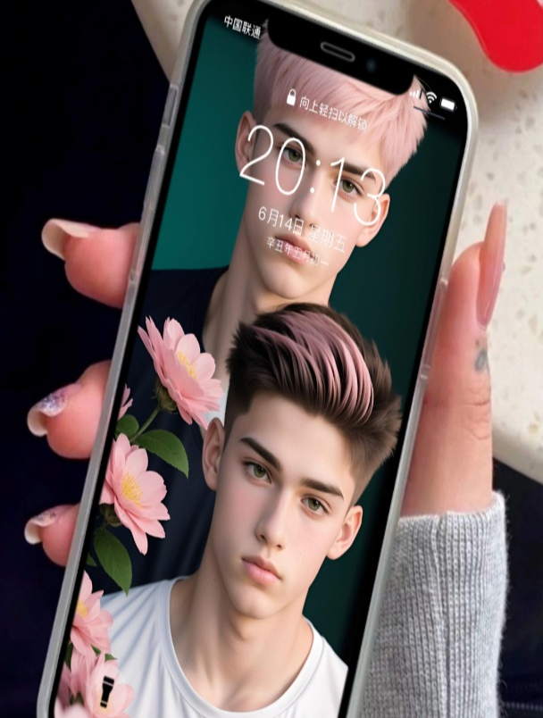 粉色系帅哥手机壁纸