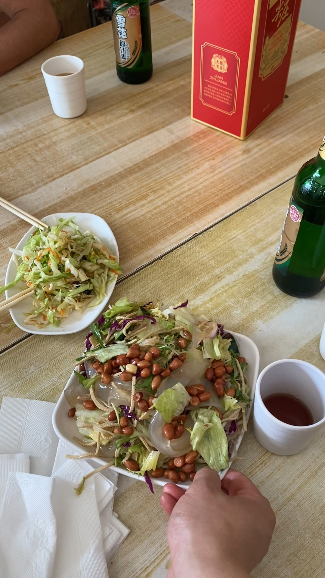 几个老爷子把酒言欢,凉菜配冰镇啤酒,一辈子的兄弟情,让人羡慕