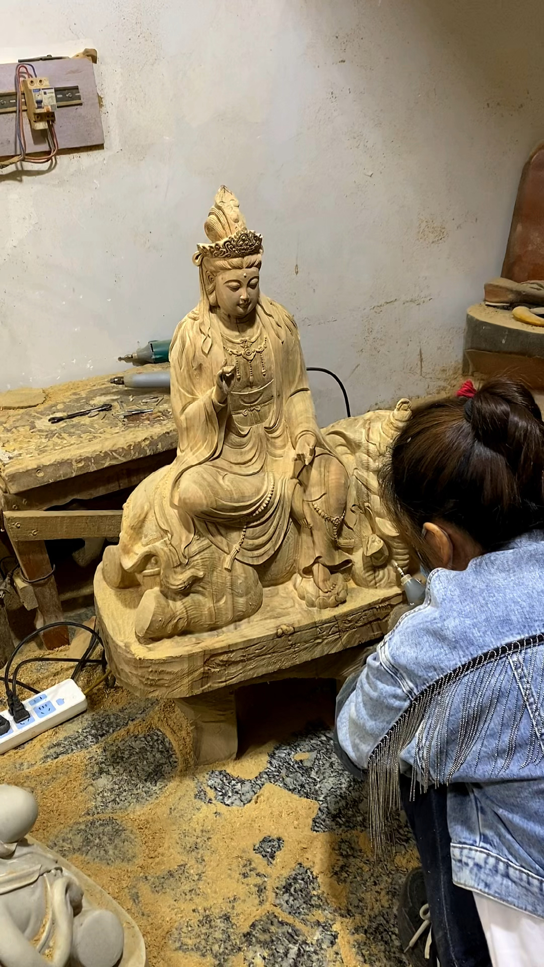 木雕大象普贤菩萨工艺品佛像摆件