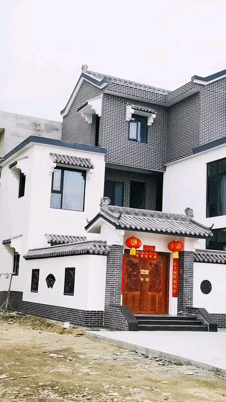 徽派农村自建房别墅,白墙灰瓦,尽显古典之美