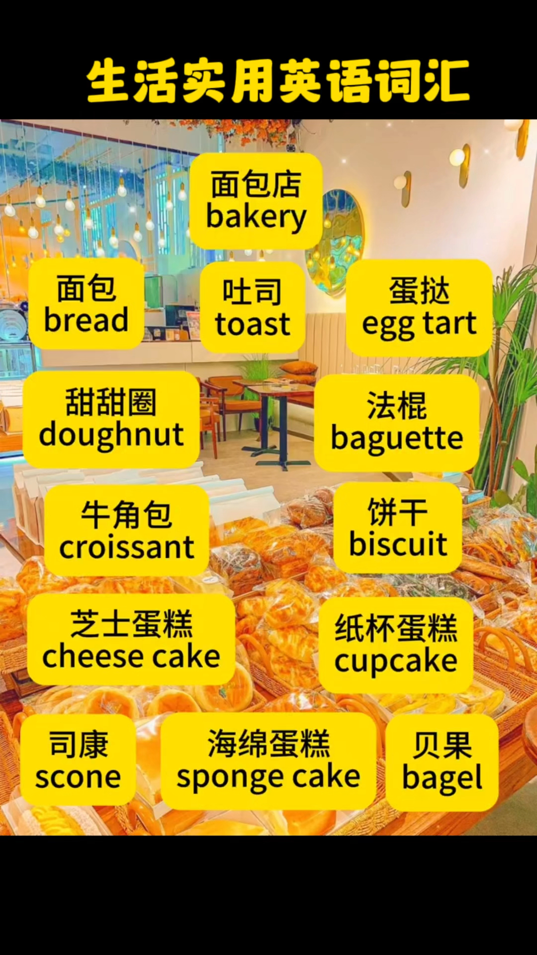 生活实用英语词汇积累 bakery 面包店