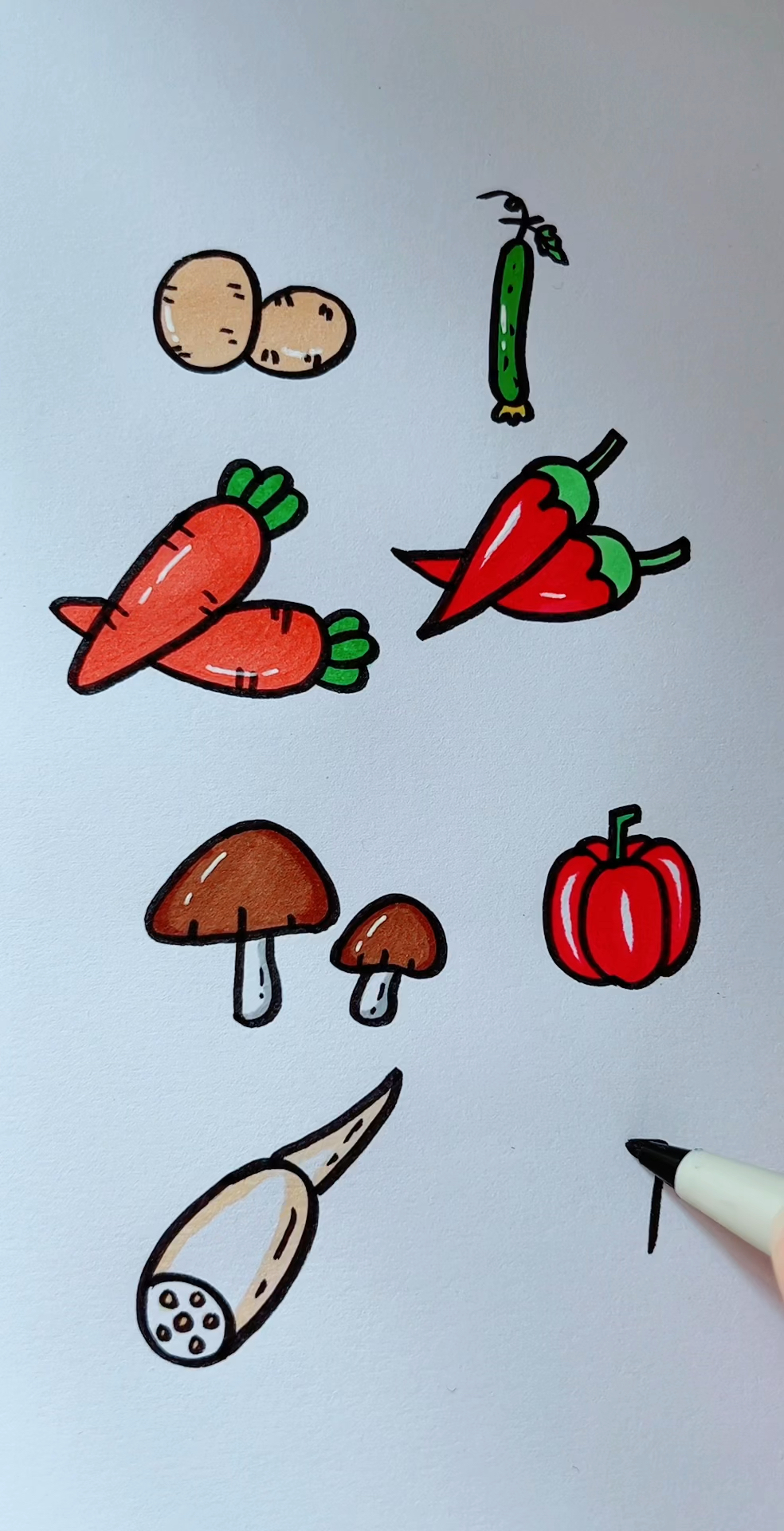 用数字0-7画蔬菜