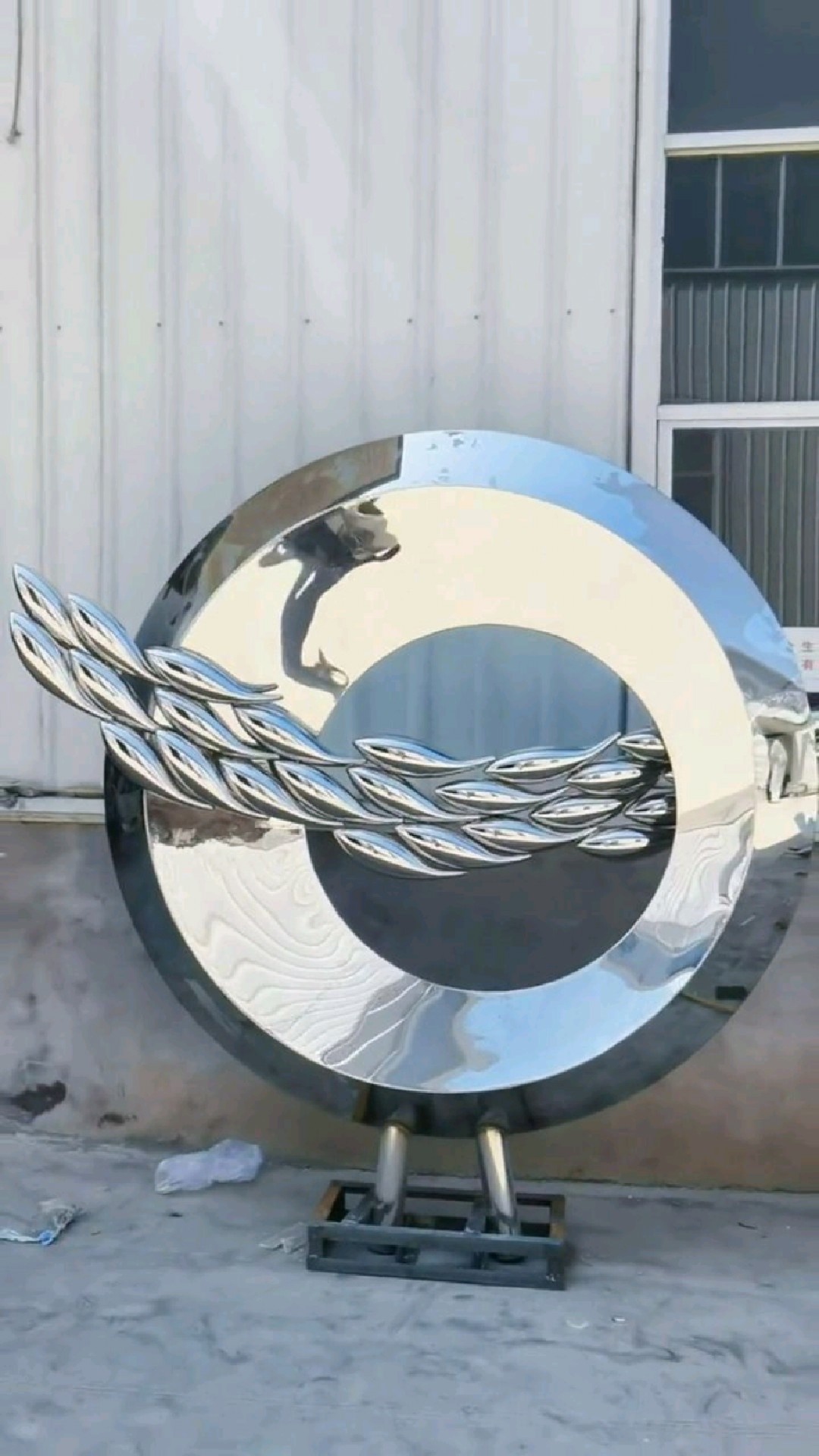 不锈钢雕塑定制厂家,白钢镜面水景浪花雕塑景观小品摆件鱼跃龙门