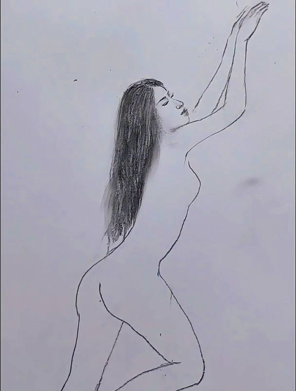 女模临摹:体态柔美,仿佛水面上盛开的荷花,散发着女性的清丽