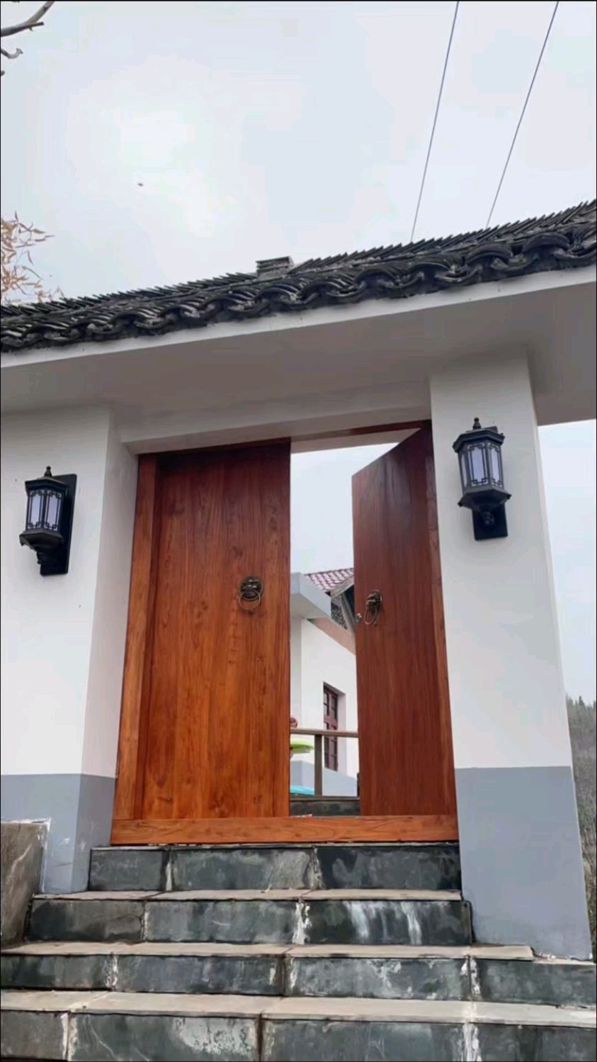 徽派建筑仿古实木大门中式四合院别墅门庭院大门农村自建房围墙门