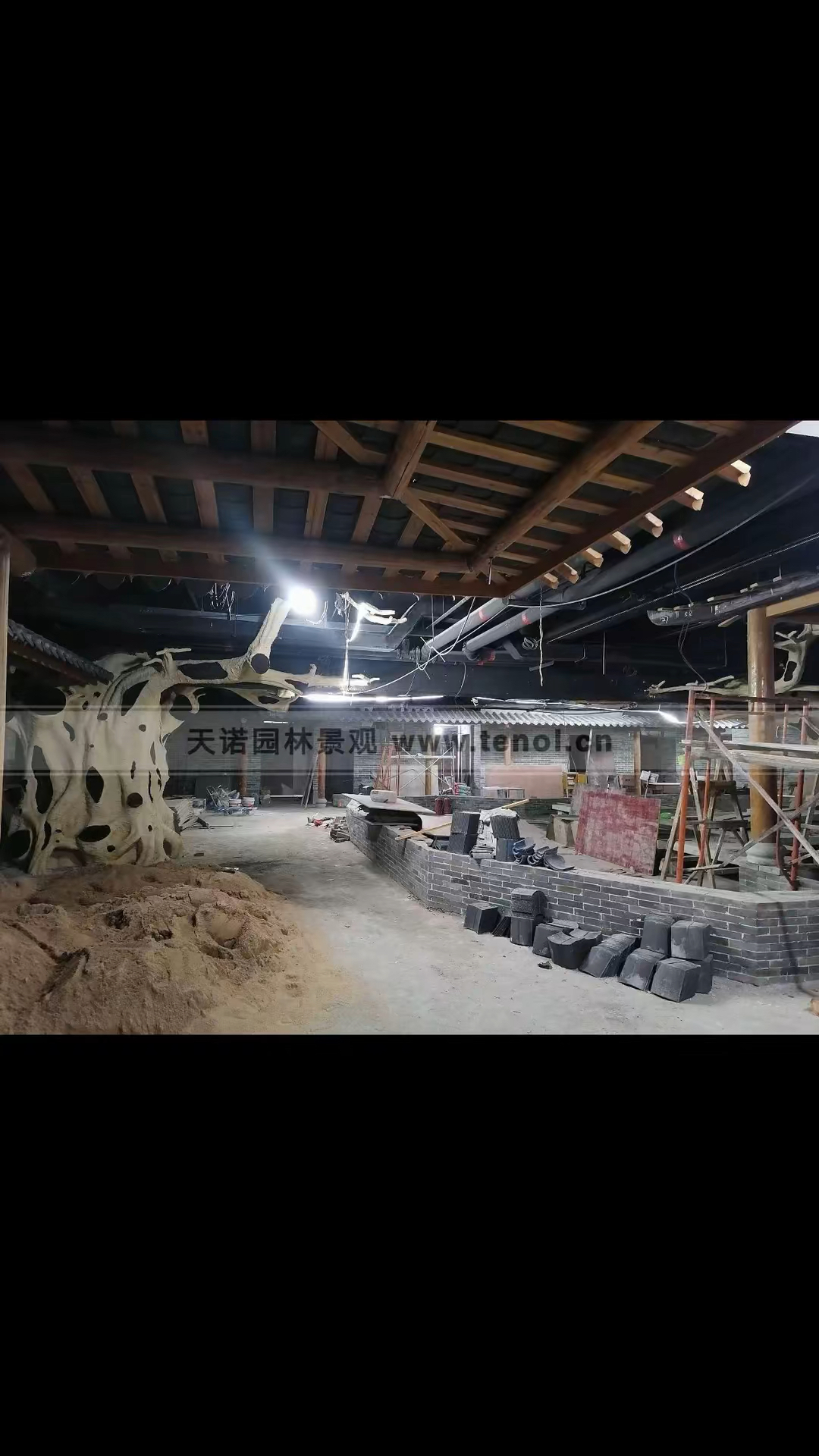 园林景观施工过程实拍,室内园林古建,假山鱼池,佛山园林公司