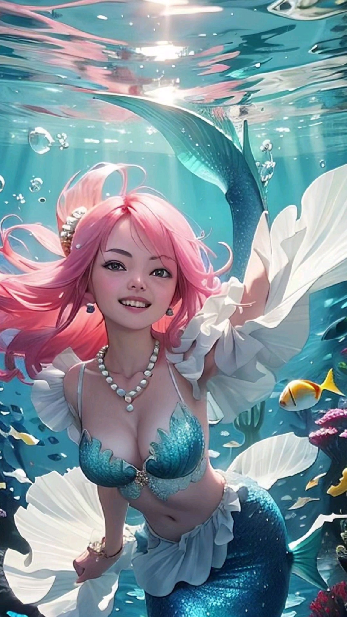 成功变身蓝色美人鱼