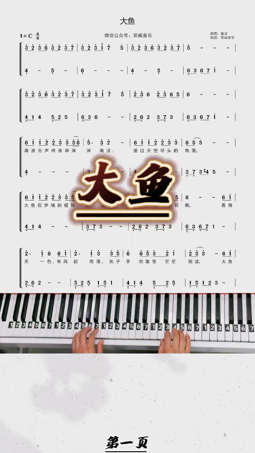 《大鱼》简单双手简谱教学
