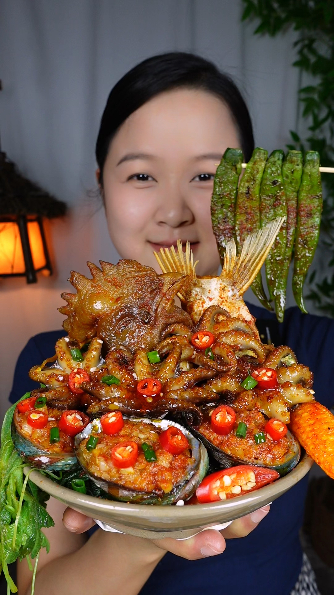 干饭啦!麻辣八爪鱼,蒜香小鲍鱼,虎皮辣椒,太太太香了!