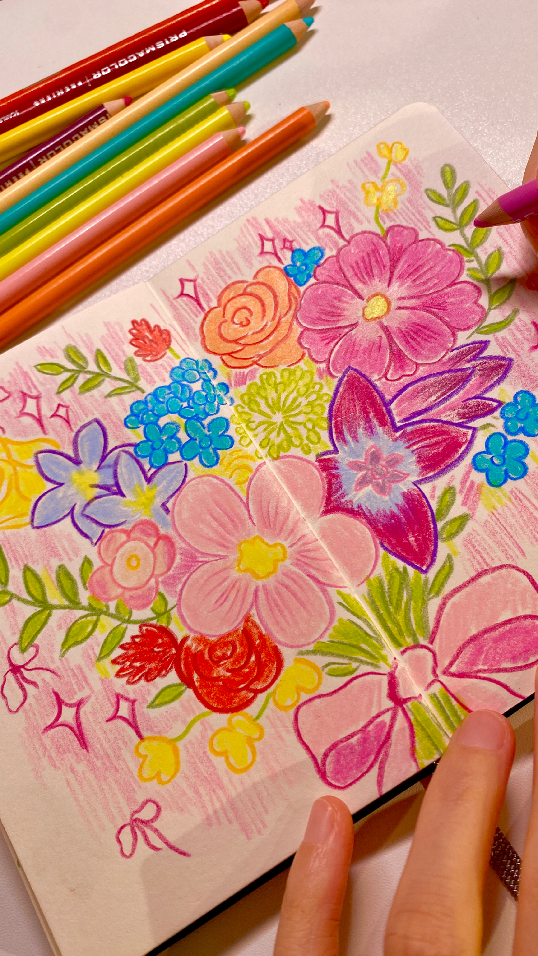 彩铅手绘可爱花卉插画治愈自己鲜花简笔画