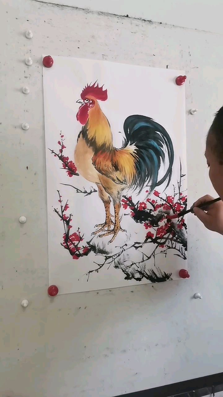 王兴民国画公鸡:吉祥如意