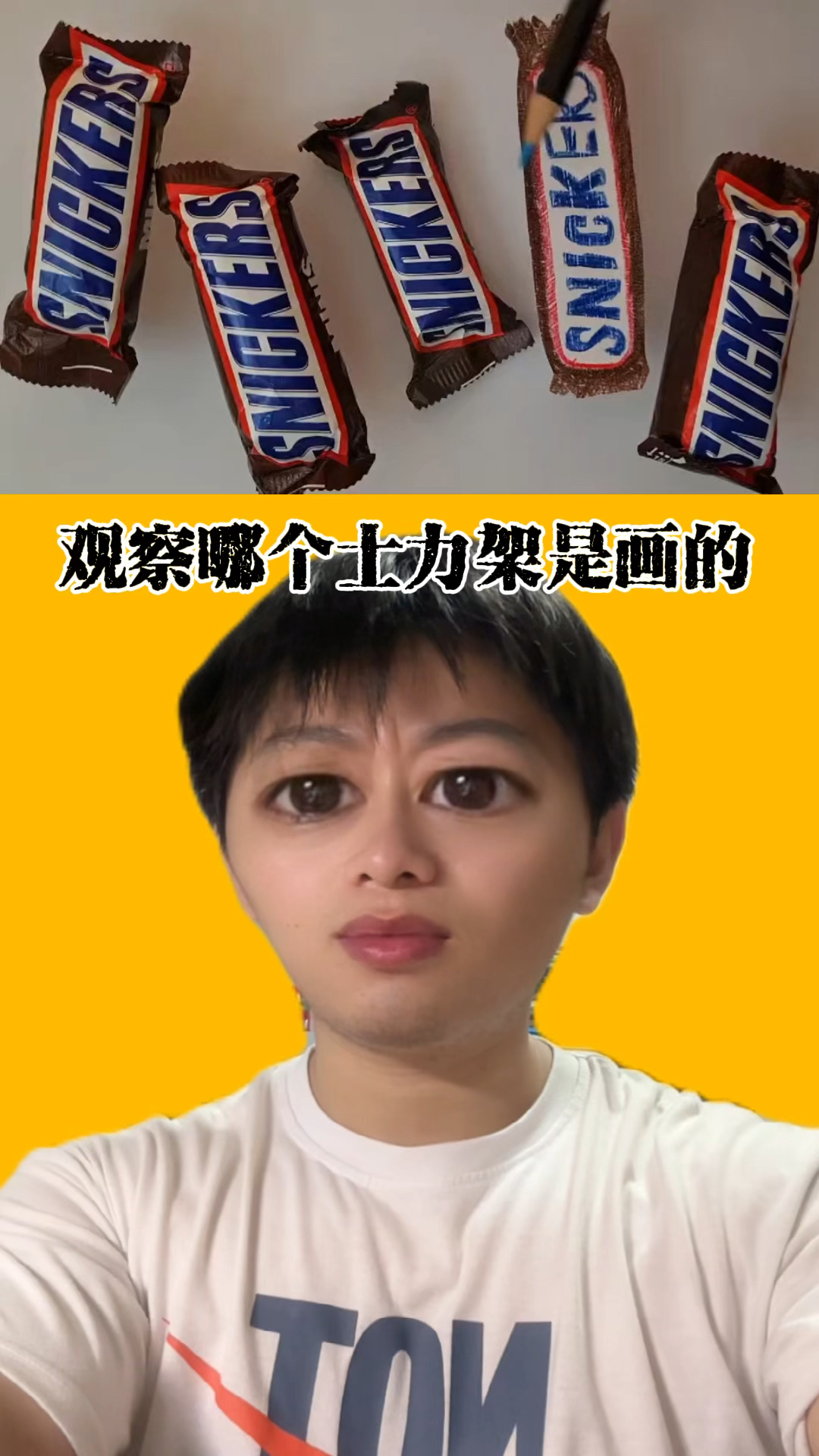 观察哪个士力架是画的