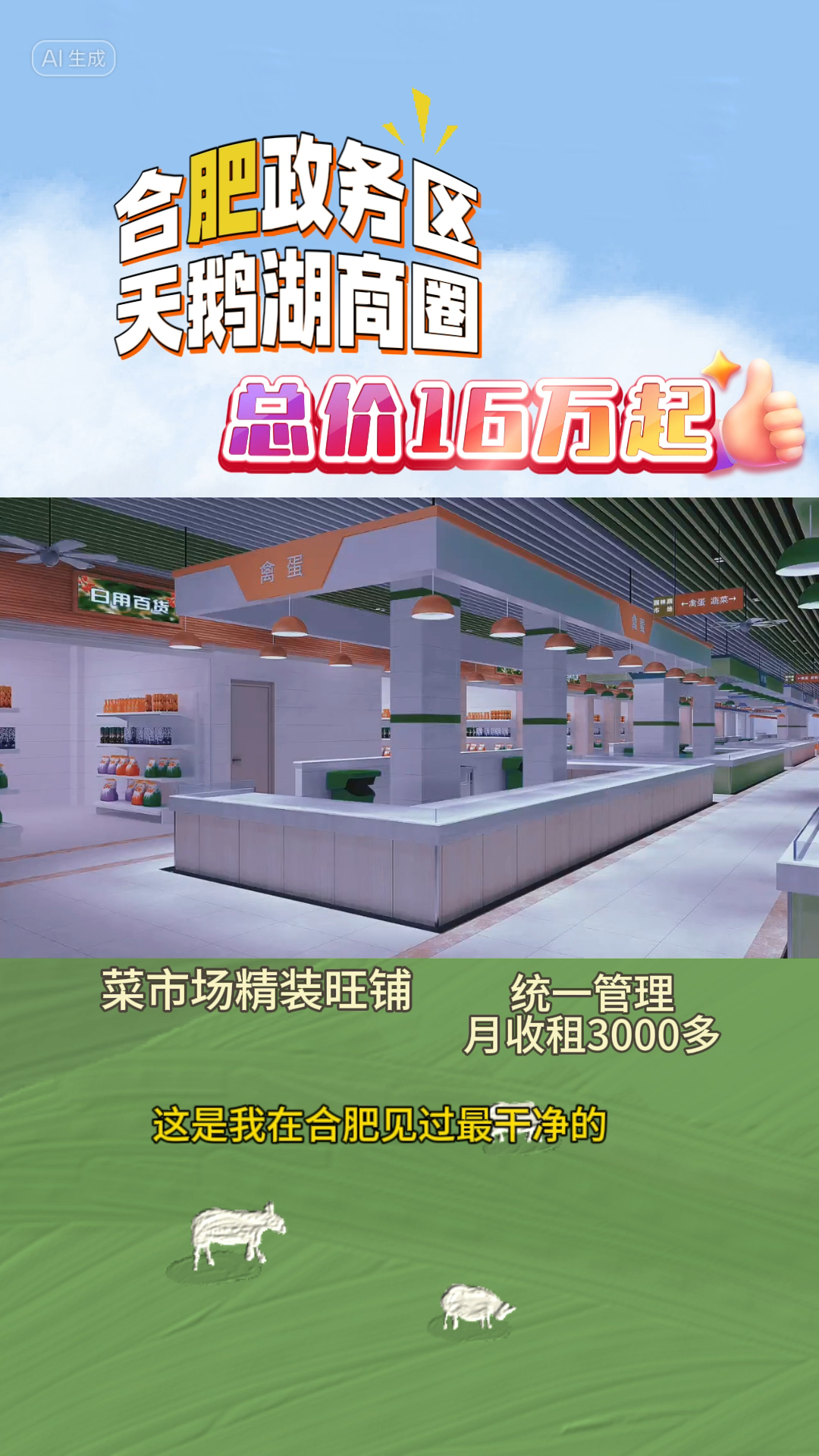 合肥天鹅湖菜市场  一年收租4万多 可自营可出租 轻松做老板