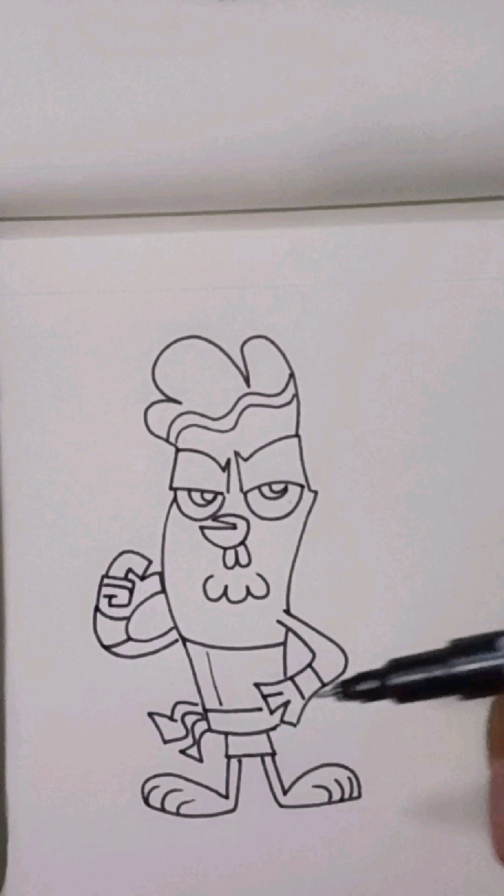 挑战不用橡皮擦画功夫鸡