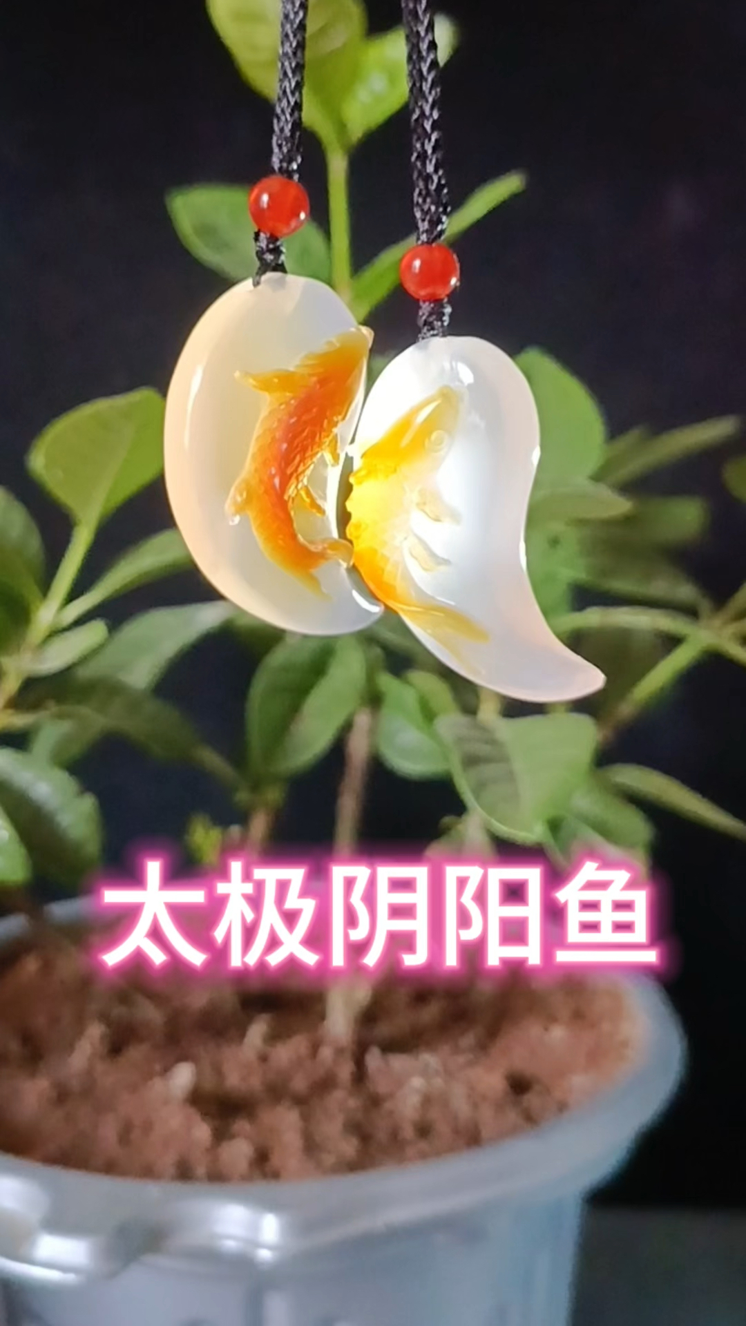 太极阴阳双鱼,俏色巧雕