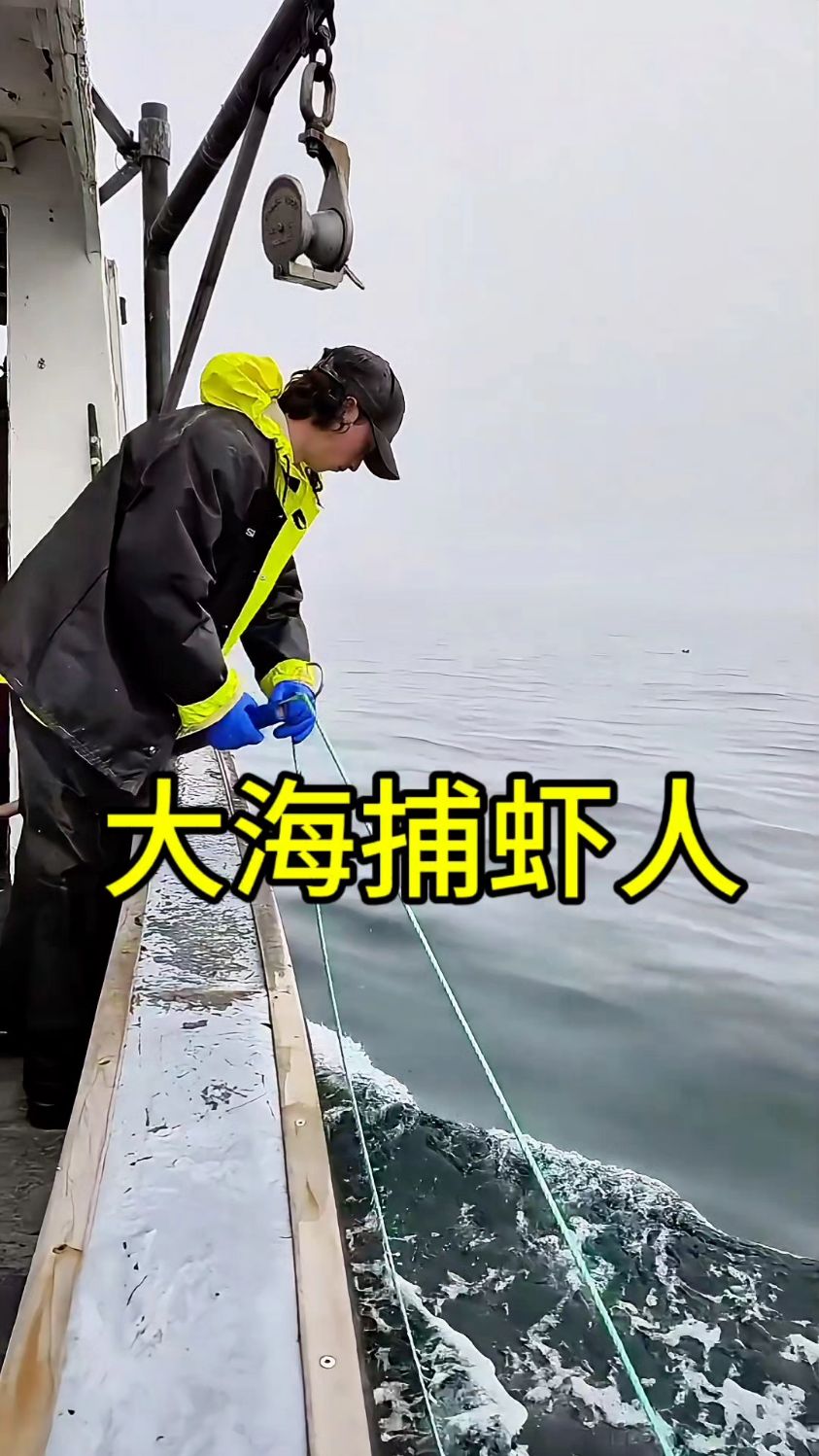 大海捕虾人,一个浮漂就代表了一笼虾!