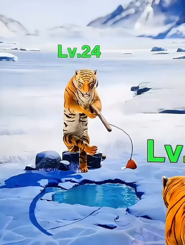 老虎肚子饿了,居然在钓鱼吃