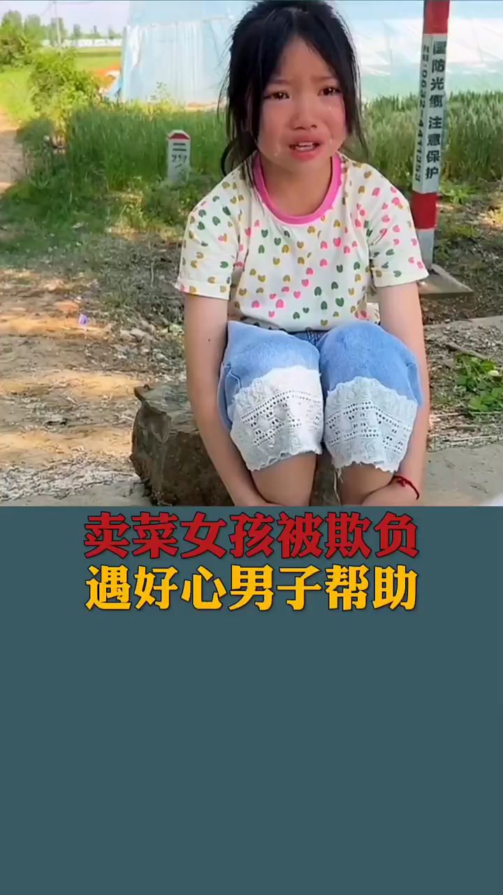 卖菜女孩被欺负,遇好心男子帮助。