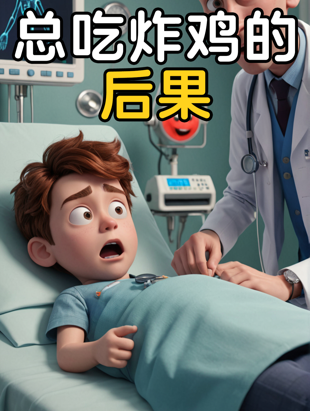 Ai眼中爱吃炸鸡的小孩 爱吃炸鸡的后果 不能吃太多炸鸡 儿童教育