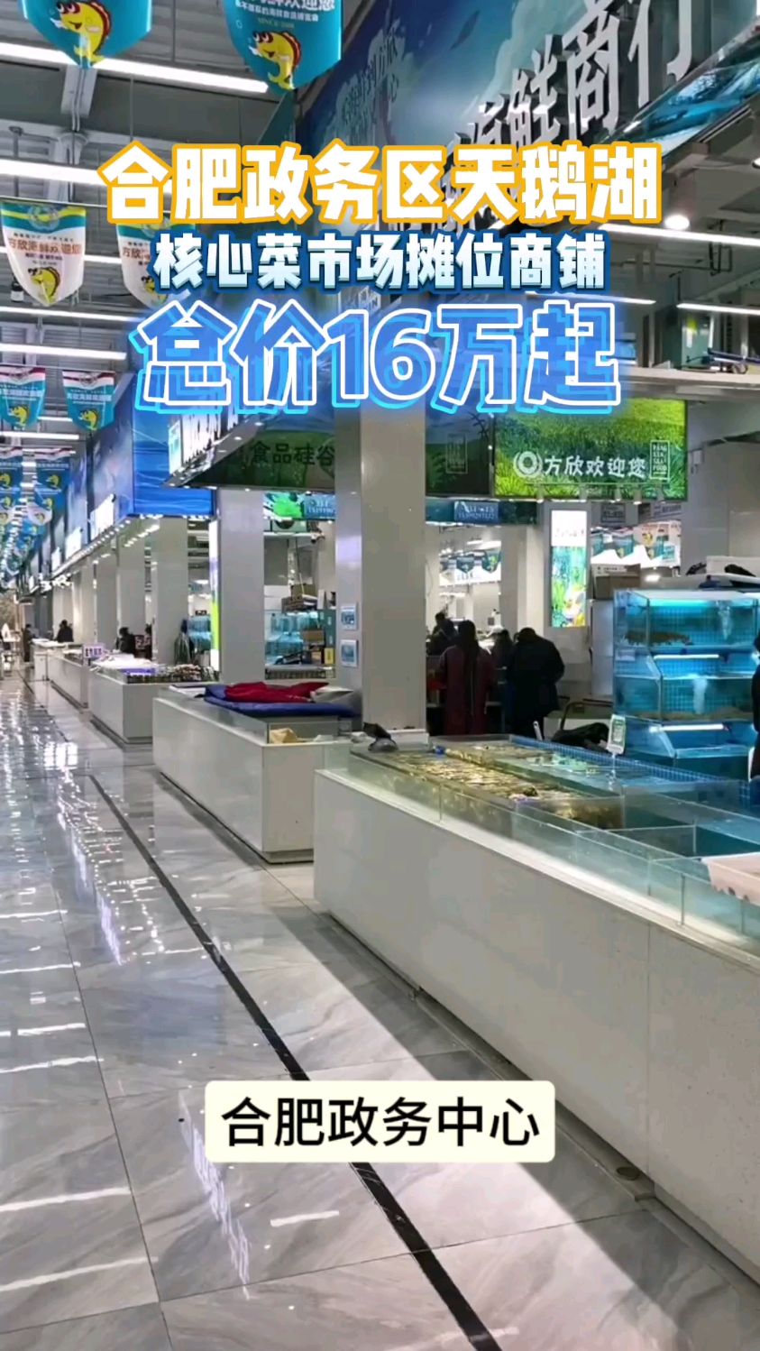 合肥政务区天鹅湖,菜场摊位,总价16万起,一年收租4—6万