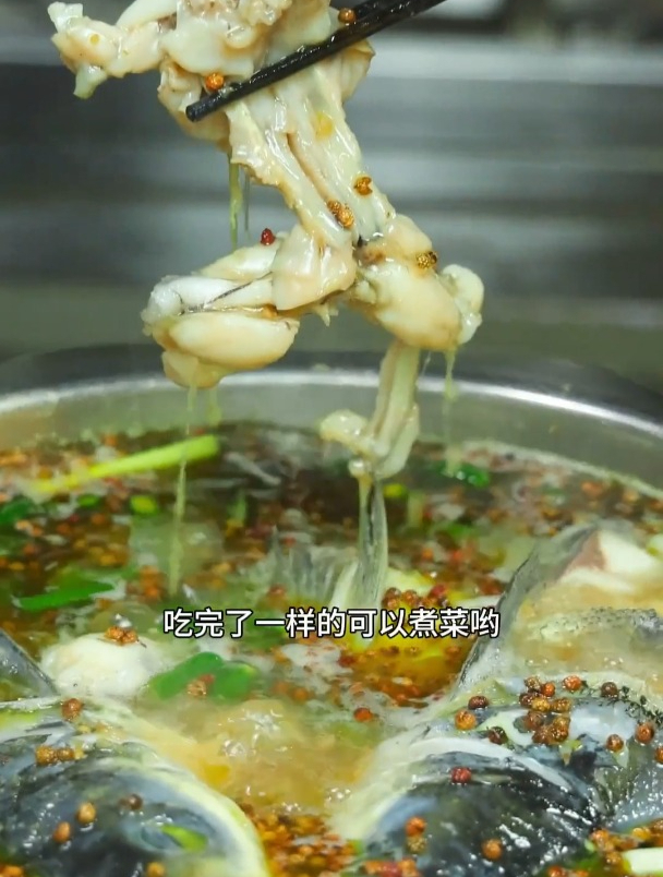 美蛙鱼的新口味清香型的青壹色美蛙鱼火锅,清香鲜麻辣味十足