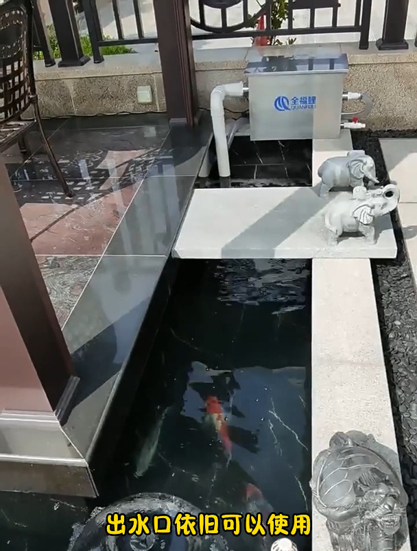安装简单的外置鱼池过滤器 鱼池过滤 庭院鱼池 景观鱼池过滤