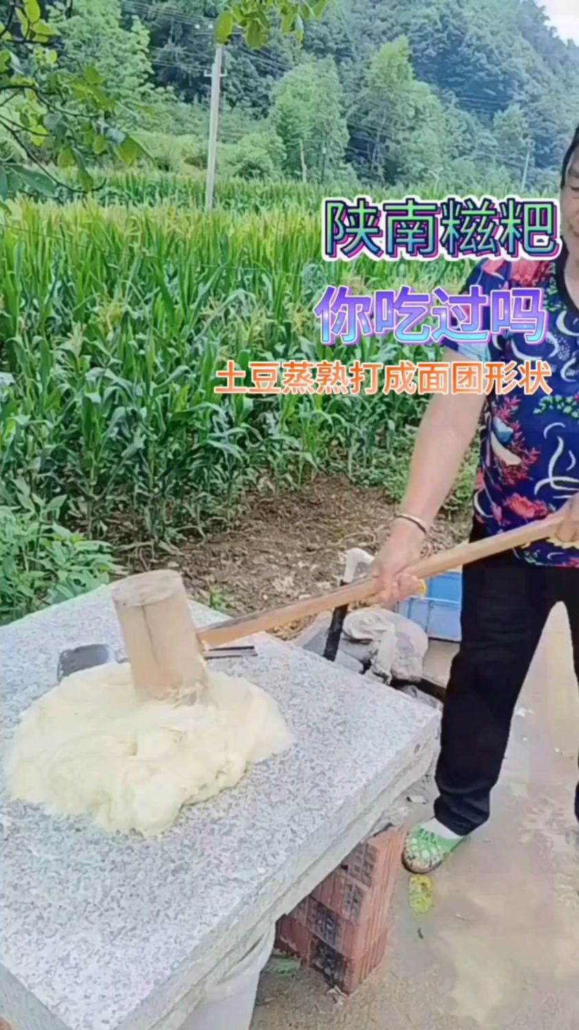 土豆糍粑的做法,土豆蒸熟,打成和面团一样,弄点葱花,醋烧汤