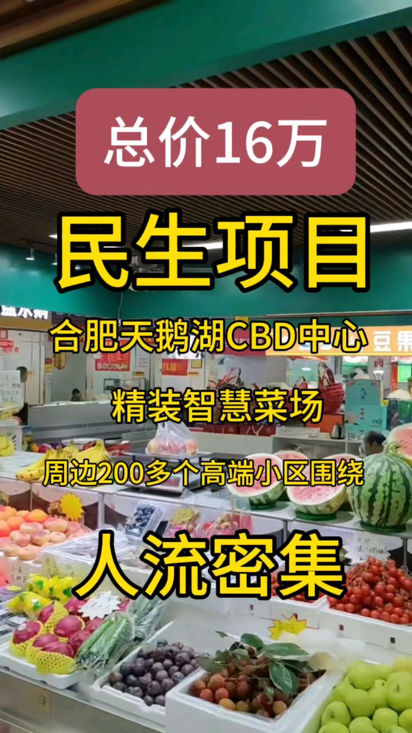 !合肥天鹅湖 CBD 中心,16 万起的精装智慧菜场,距地铁 20 米