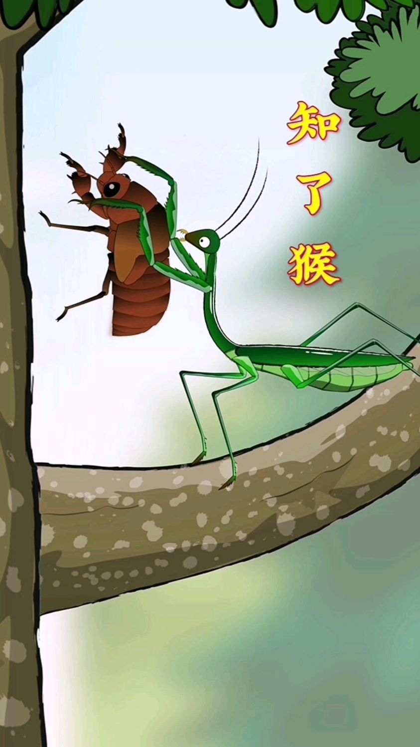 知了猴的天敌众多,包括螳螂、鸭、鸡、鸟类等动物!