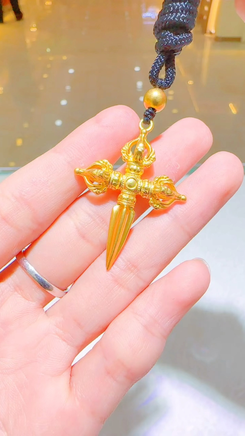 【十字金刚杵 足金999吊坠挂件黄金首饰