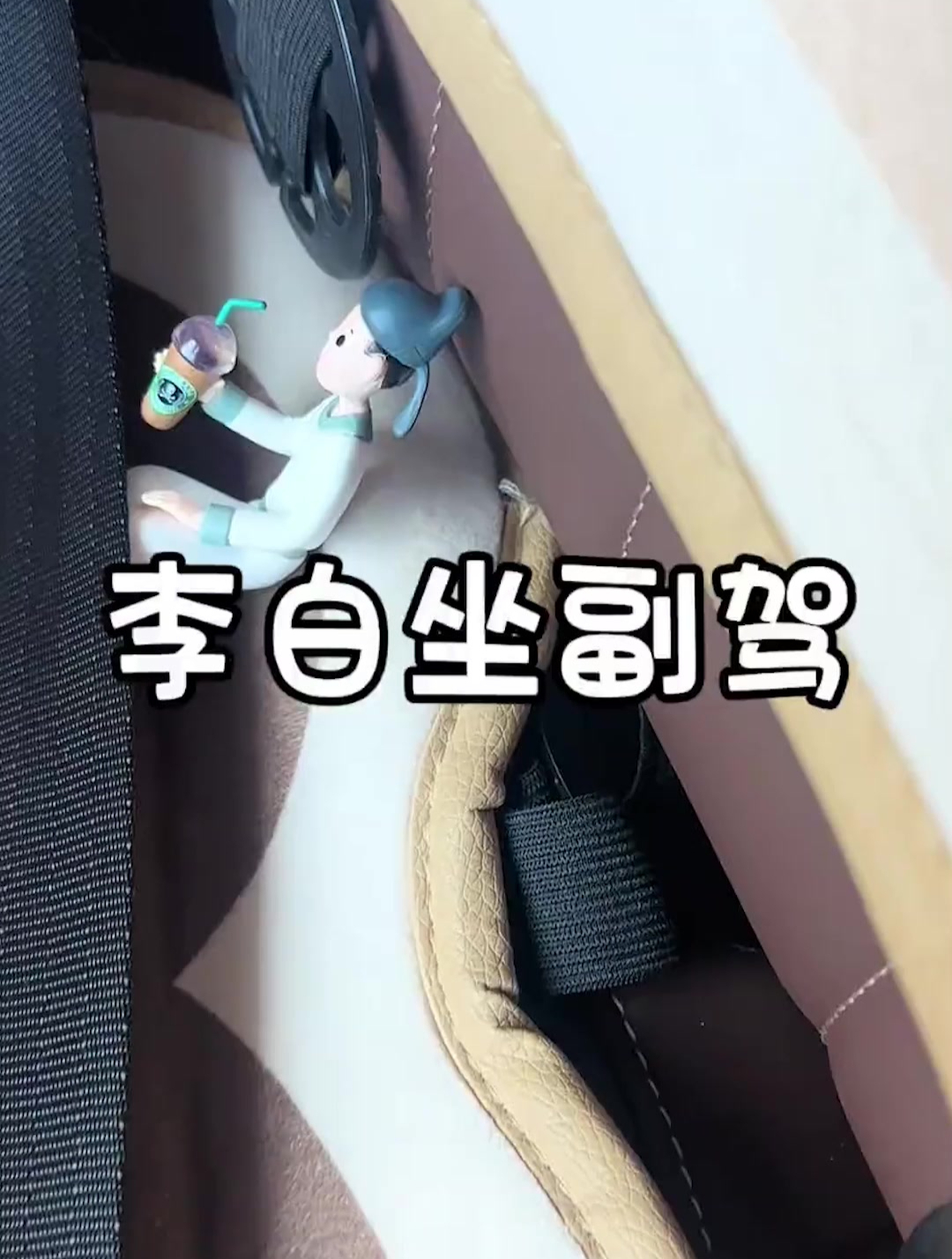 李白坐在我的副驾喝奶茶,我们一起去玩喽