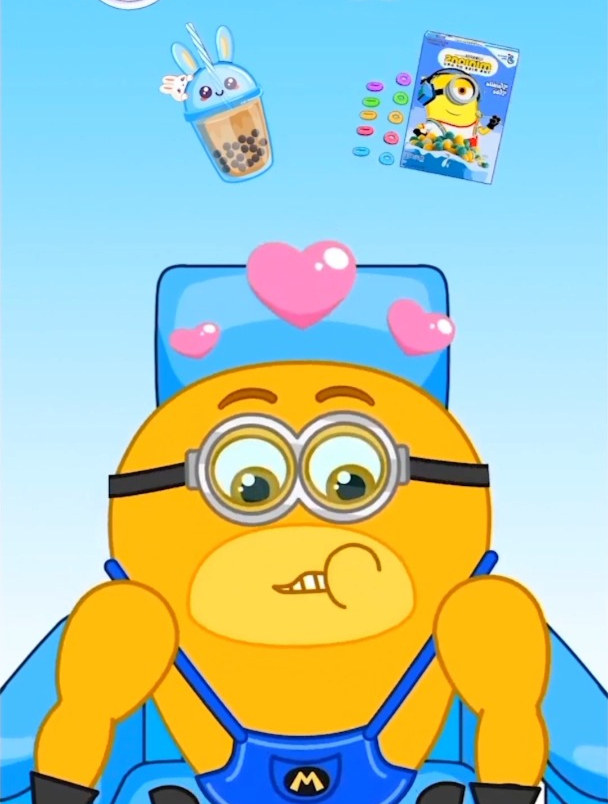 小黄人来吃表情包美食啦,选中什么吃什么