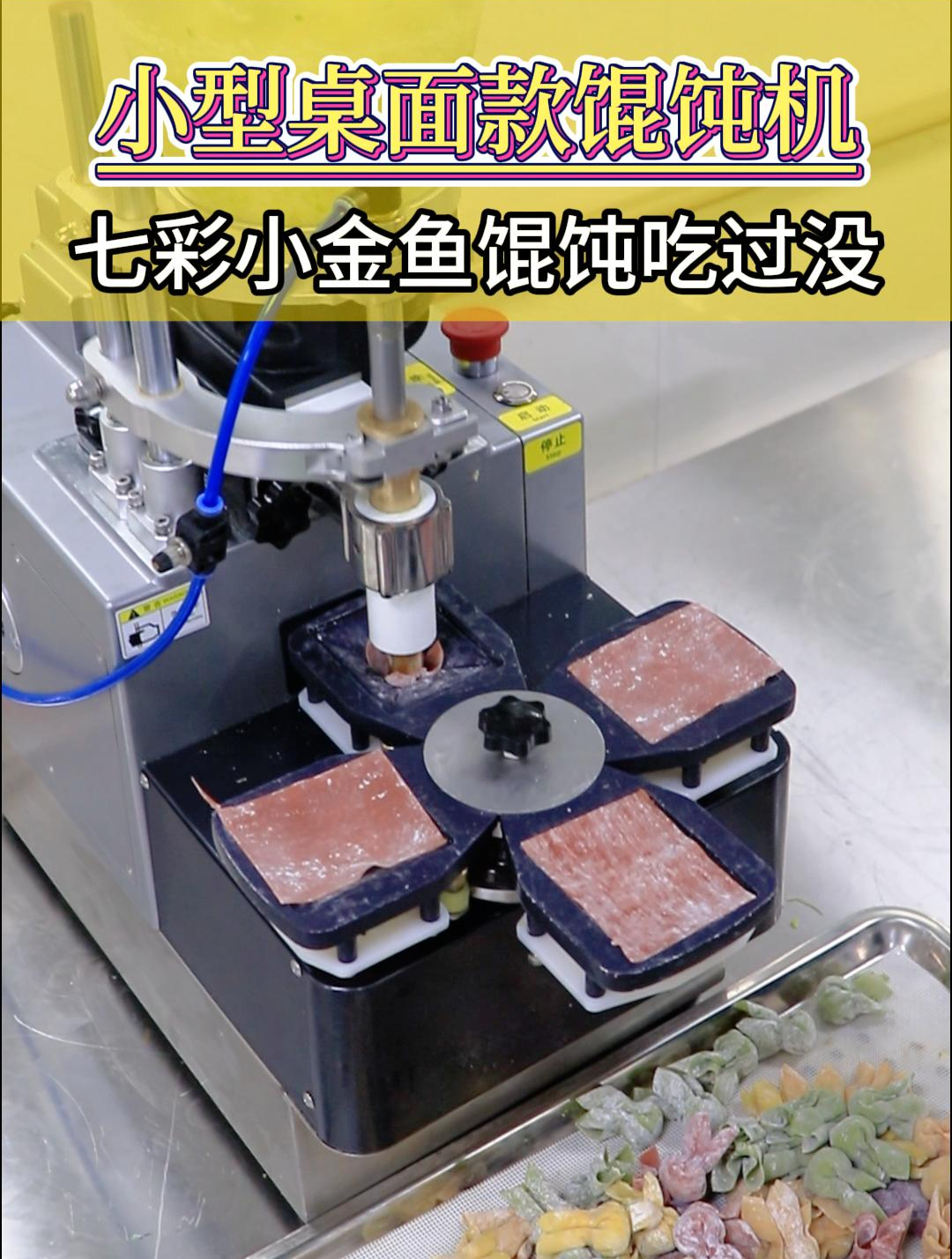 桌面款小型馄饨机做七彩小金鱼馄饨