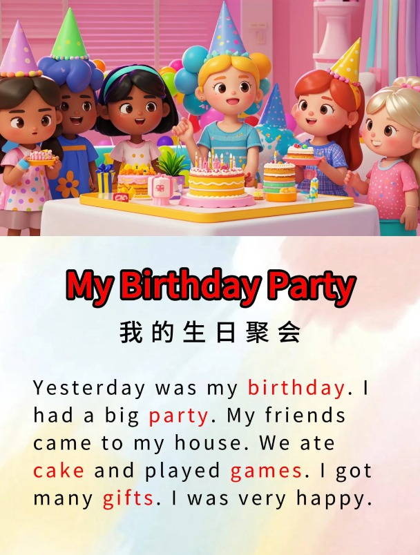 幼儿英语小短文|每日听读小短文:My Birthday Party我的生日聚会