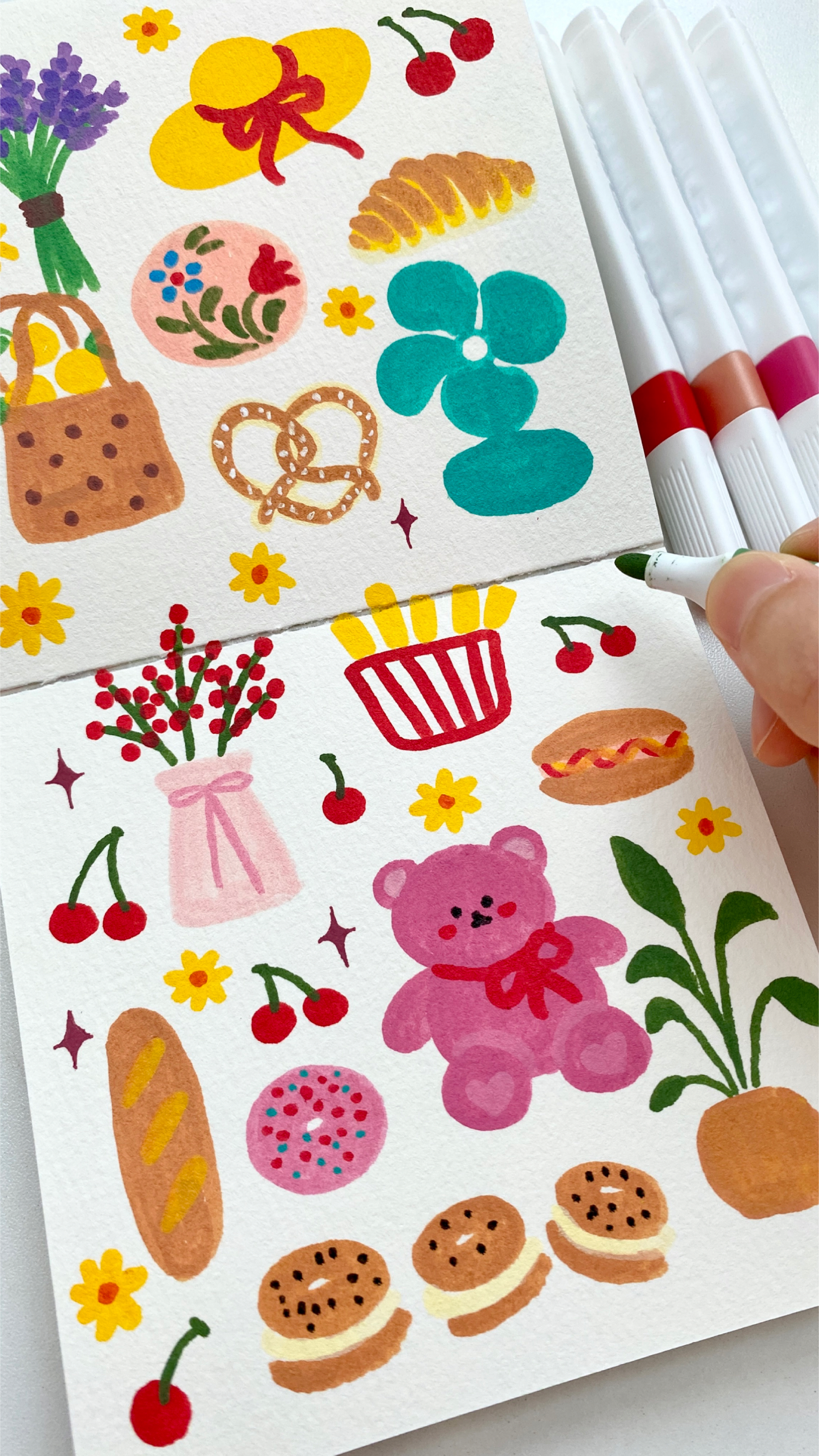 马克笔手绘简笔画各种可爱小物治愈插画