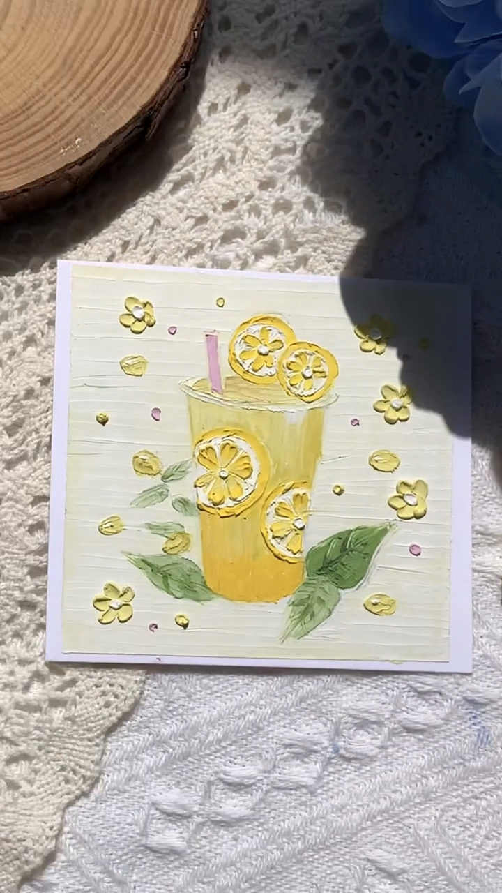糯香柠檬茶·油画棒涂鸦教程