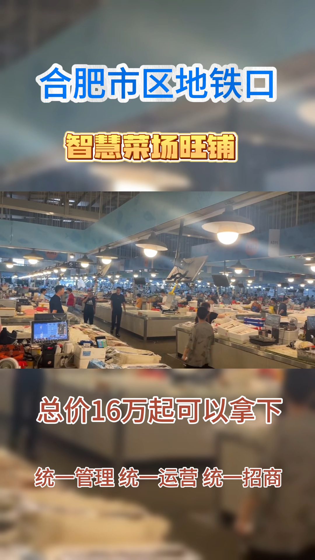 合肥政务区天鹅湖核心菜市场,总价16万起,产权摊位,