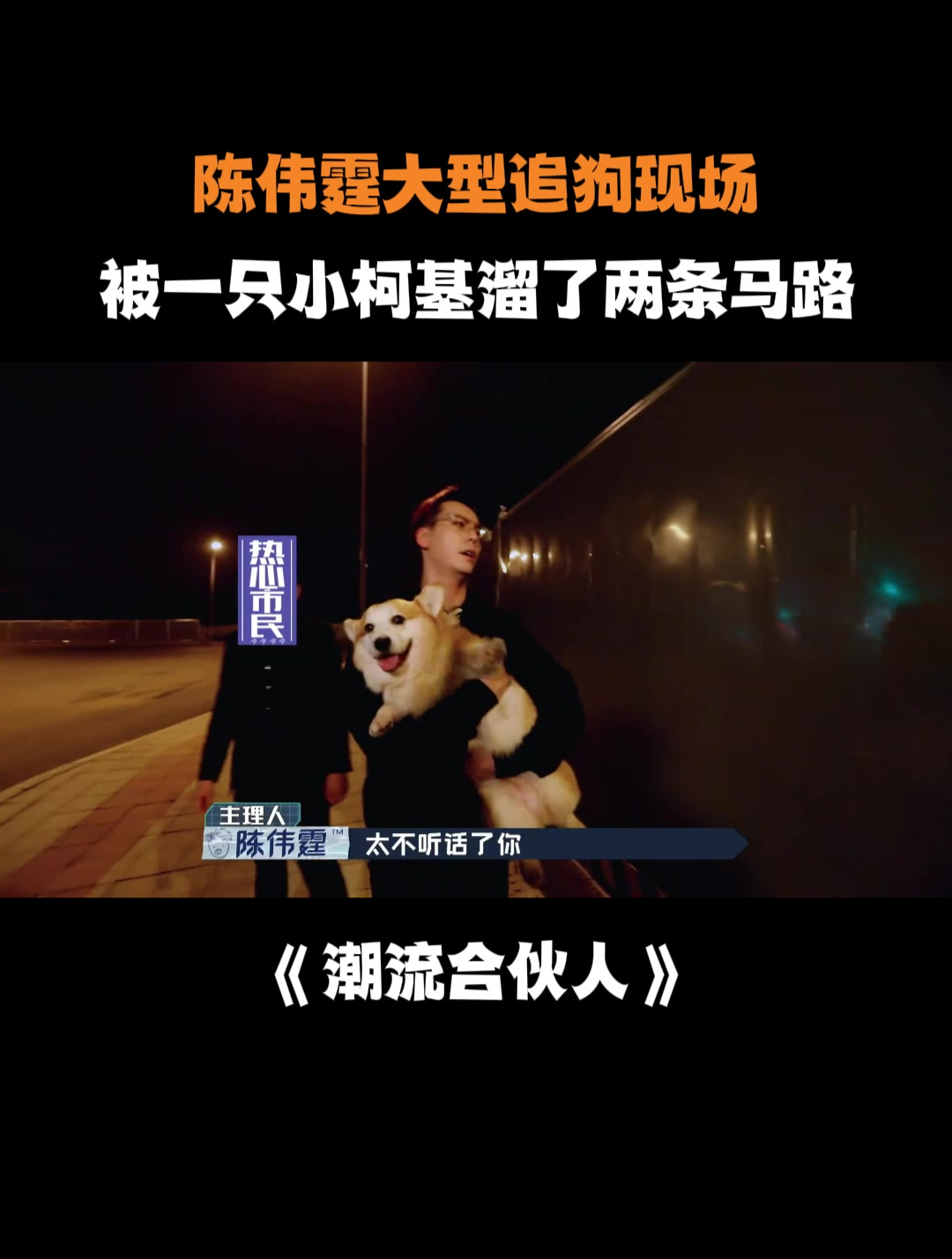 陈伟霆大型追狗现场,被一只小柯基溜了两条马路丨合伙人