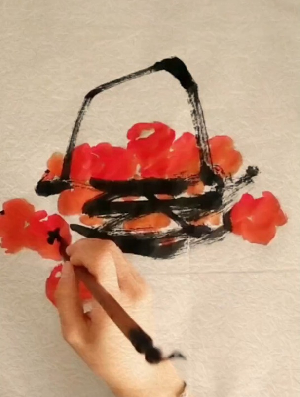 写意柿子 手绘国画作品