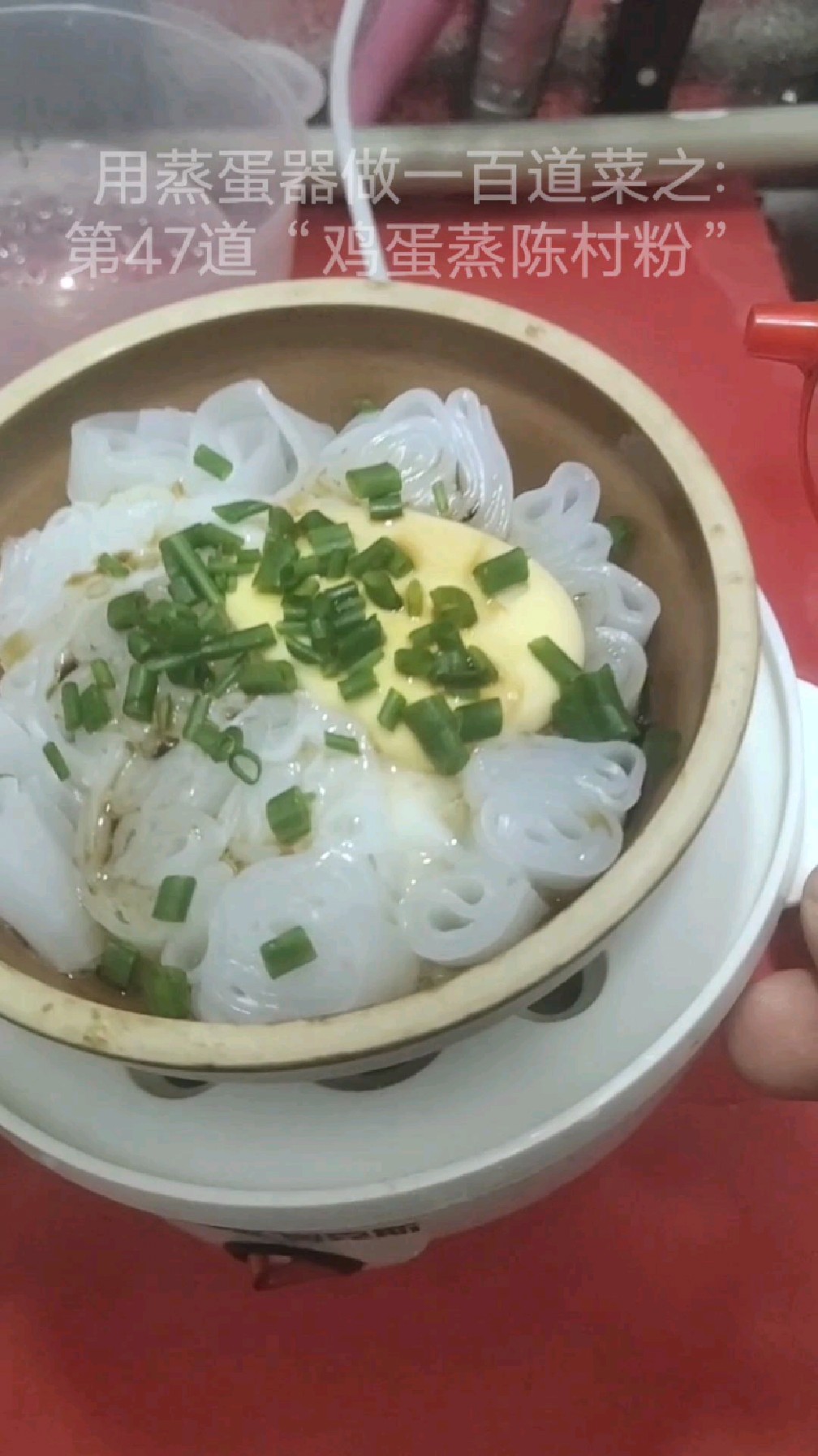 用蒸蛋器做一百道菜之:47“鸡蛋蒸陈村粉”简单早餐营养方便美味